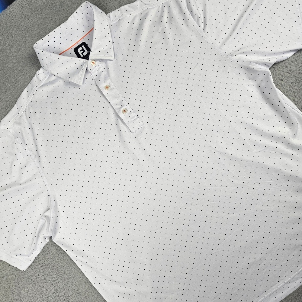 FootJoy Polo Shirt XXL White Navy Micro Dot Short Sleeve Golf Olympic Club